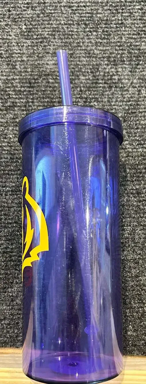 Mainstays 20 oz Tumbler with Straw Purple LSU Tigers Design